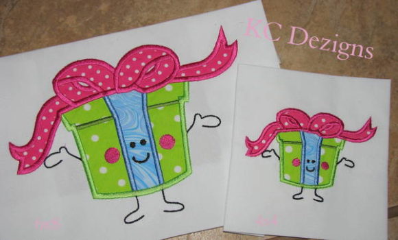 Birthday Present Character: A Cute Embroidery Design for Gift-Focused Creations