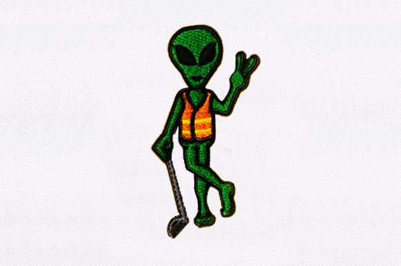 Golf Playing Alien Design Review for Boutique Embroidery Projects