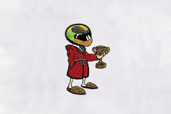 Helmet Guy with Trophy Embroidery Design Review