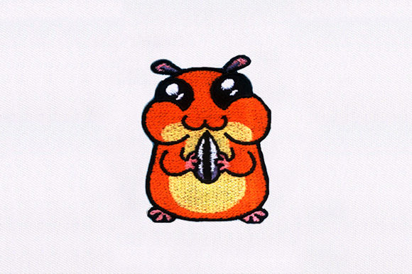 Squirrel Eating Nut: A Chubby Delight for Embroidery Creations