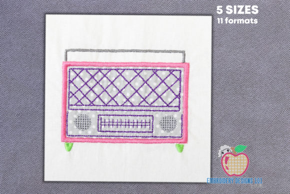 Vintage Radio Applique: A Nostalgic Embroidery Design for Seasonal Creations
